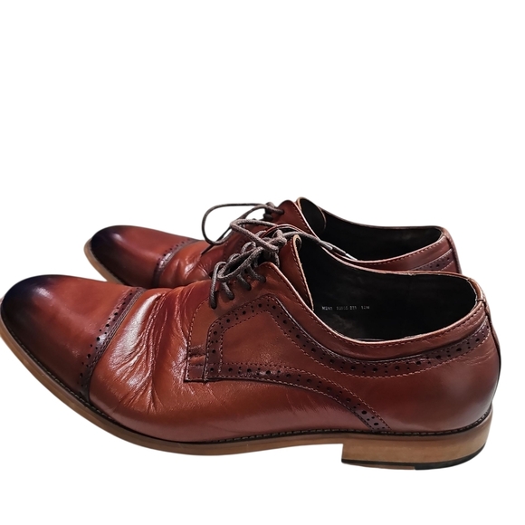 Stacy Adams 12W Brown Leather Cap Toe Oxford Dress Shoes Wide Preppy Office main image 5